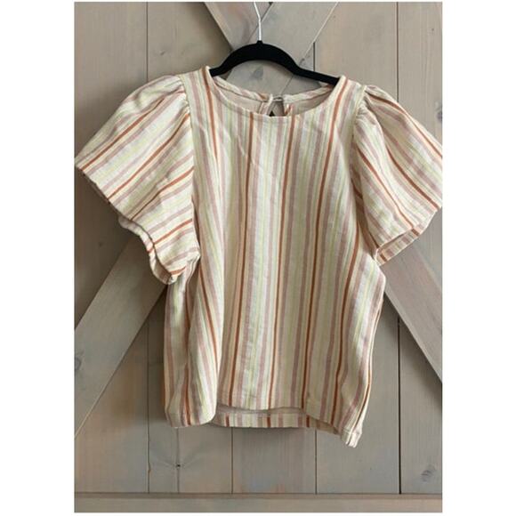 Madewell shirt blouse lot s xs yellow coral blouse Atlantic stripe Swiss dot - Picture 14 of 16